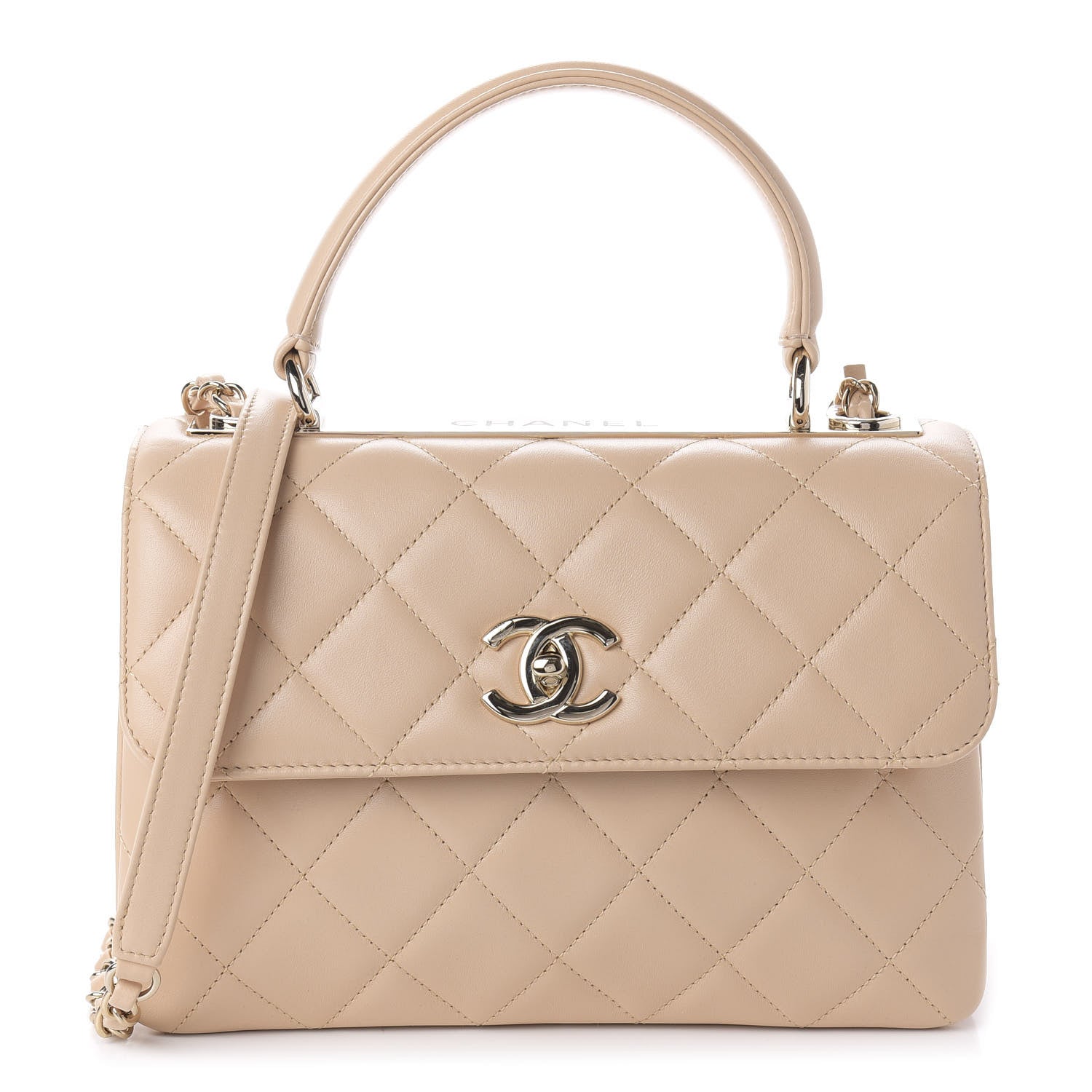 Chanel Lambskin Quilted Small Trendy CC Dual Handle Flap Bag Beige 1 of 11