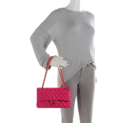 Chanel Lambskin Quilted Medium Double Flap Dark Pink 2 of 8