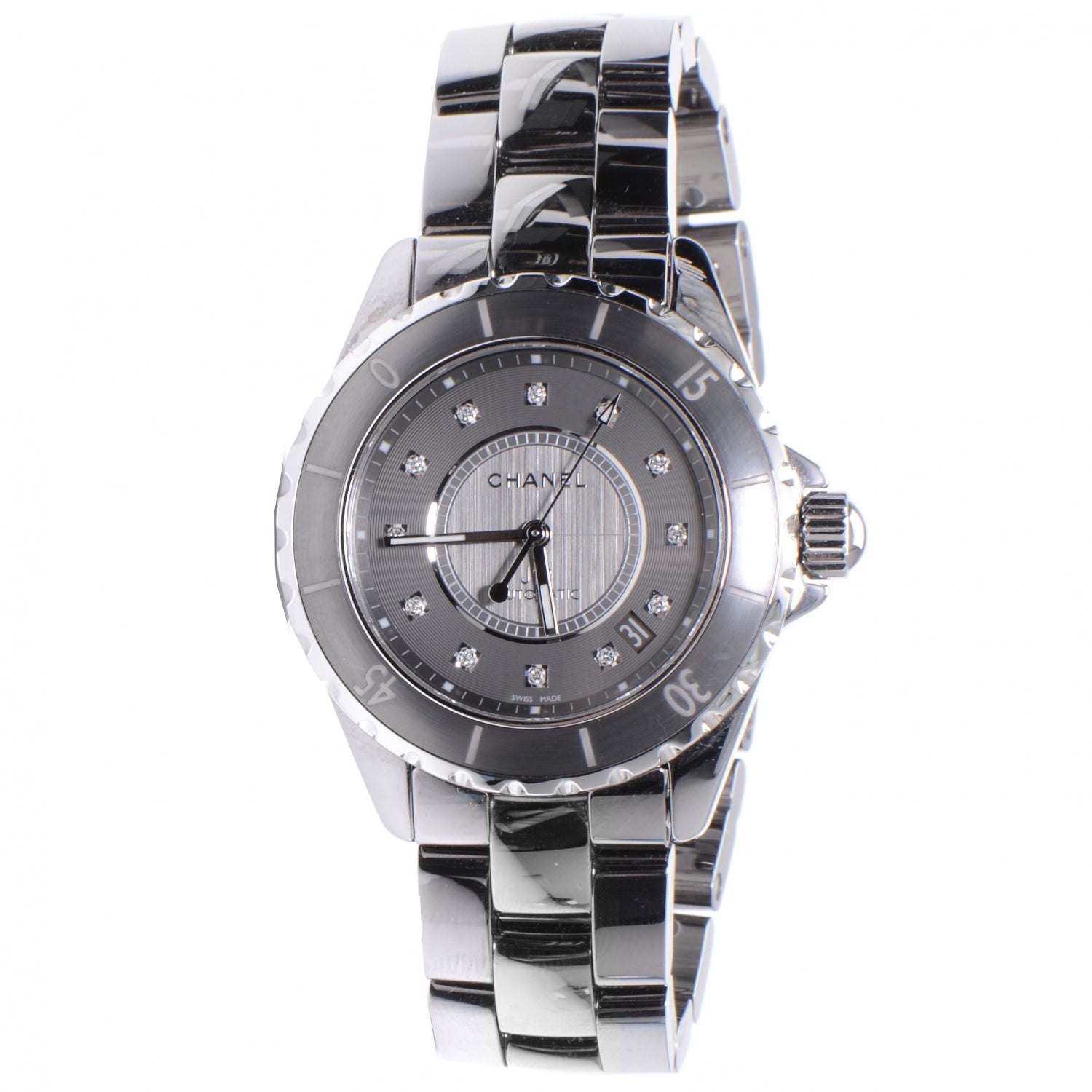 Chanel Titanium Ceramic Diamond 38mm J12 Automatic Watch 1 of 7