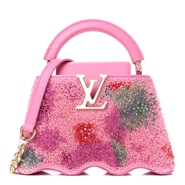 Louis Vuitton Embroidered Satin Calfskin Capushell Mini Rose