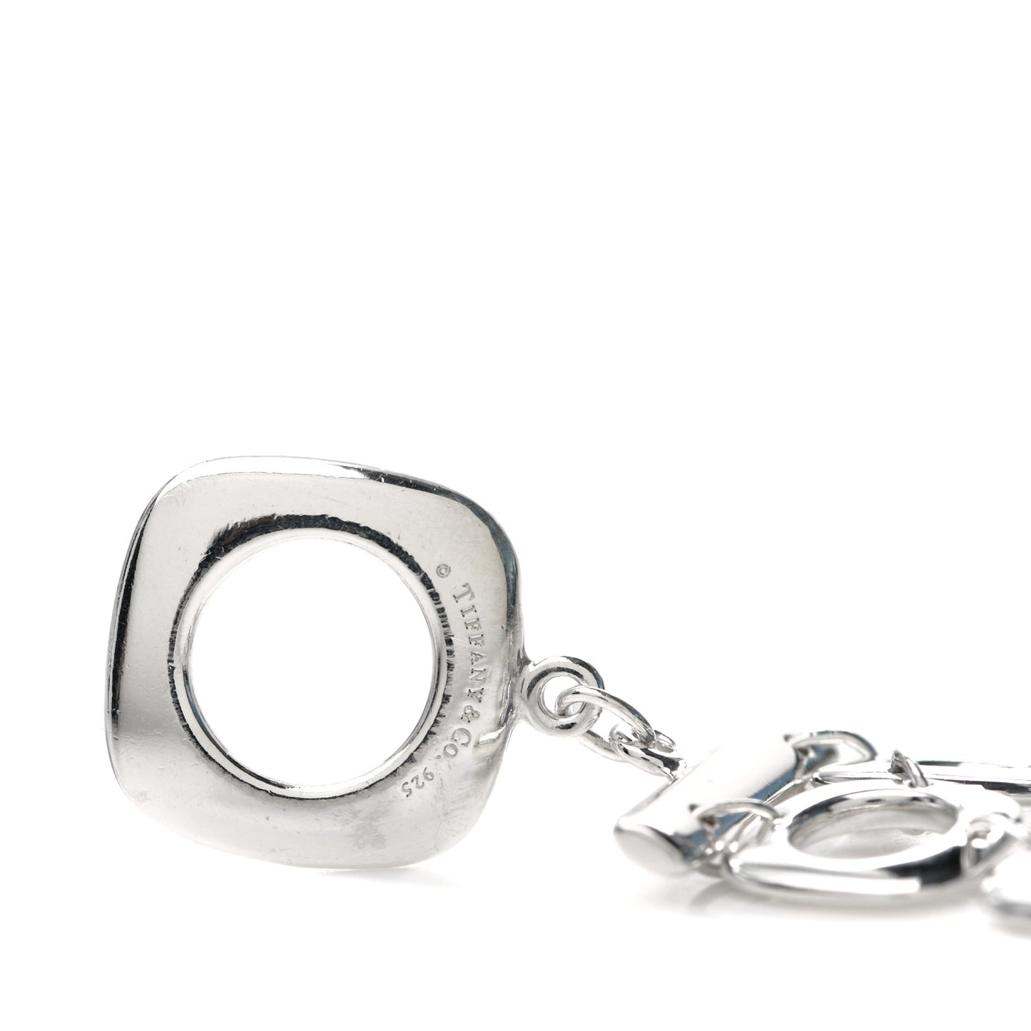 Sterling Silver Double Cushion Square Link Toggle Bracelet