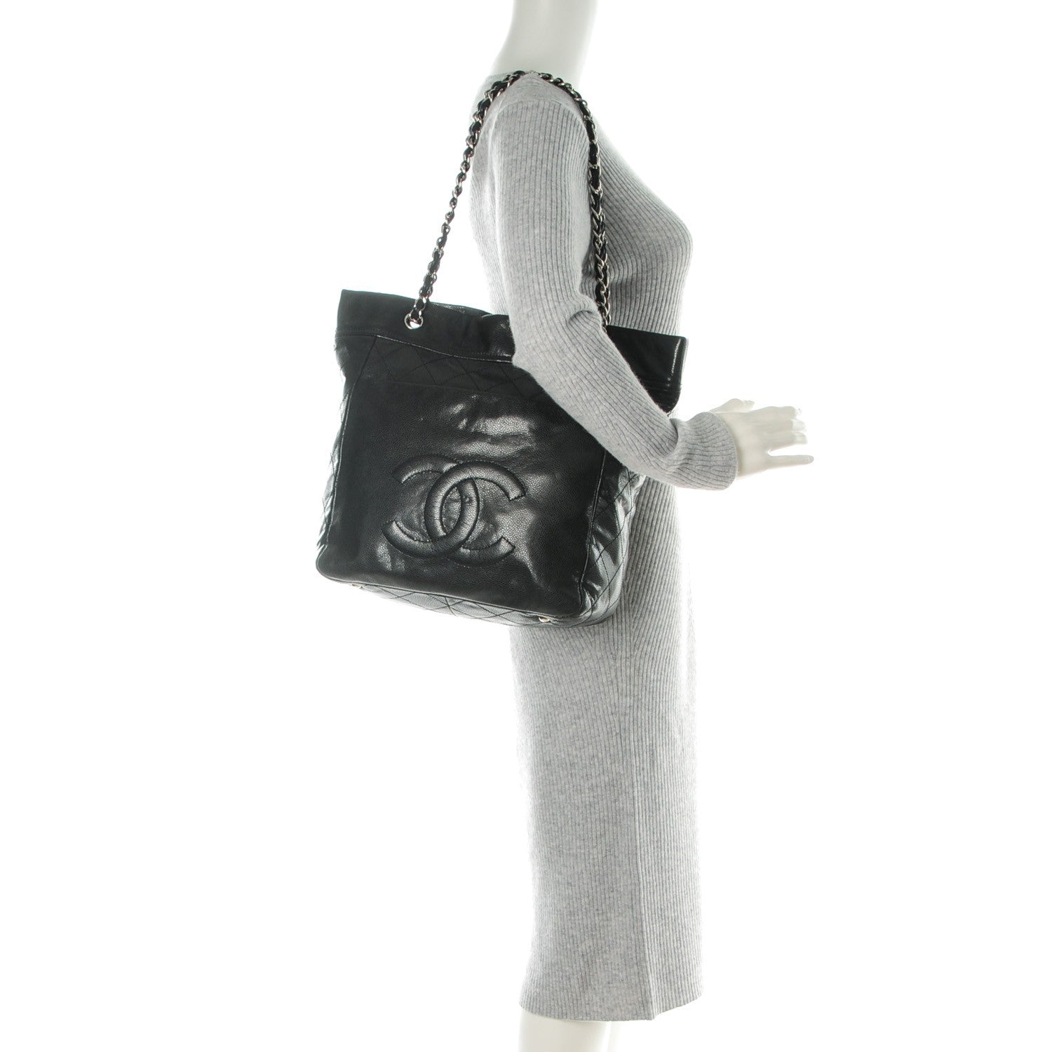 Chanel Soft Caviar Large Timeless CC Shopping Tote Black 2 of 8
