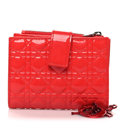 Christian Dior Patent Cannage Lady Dior Eden Wallet Red 1 of 9