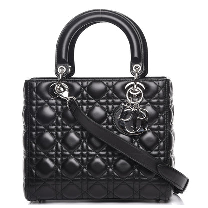 Christian Dior Lambskin Cannage Medium Lady Dior Black 1 of 9