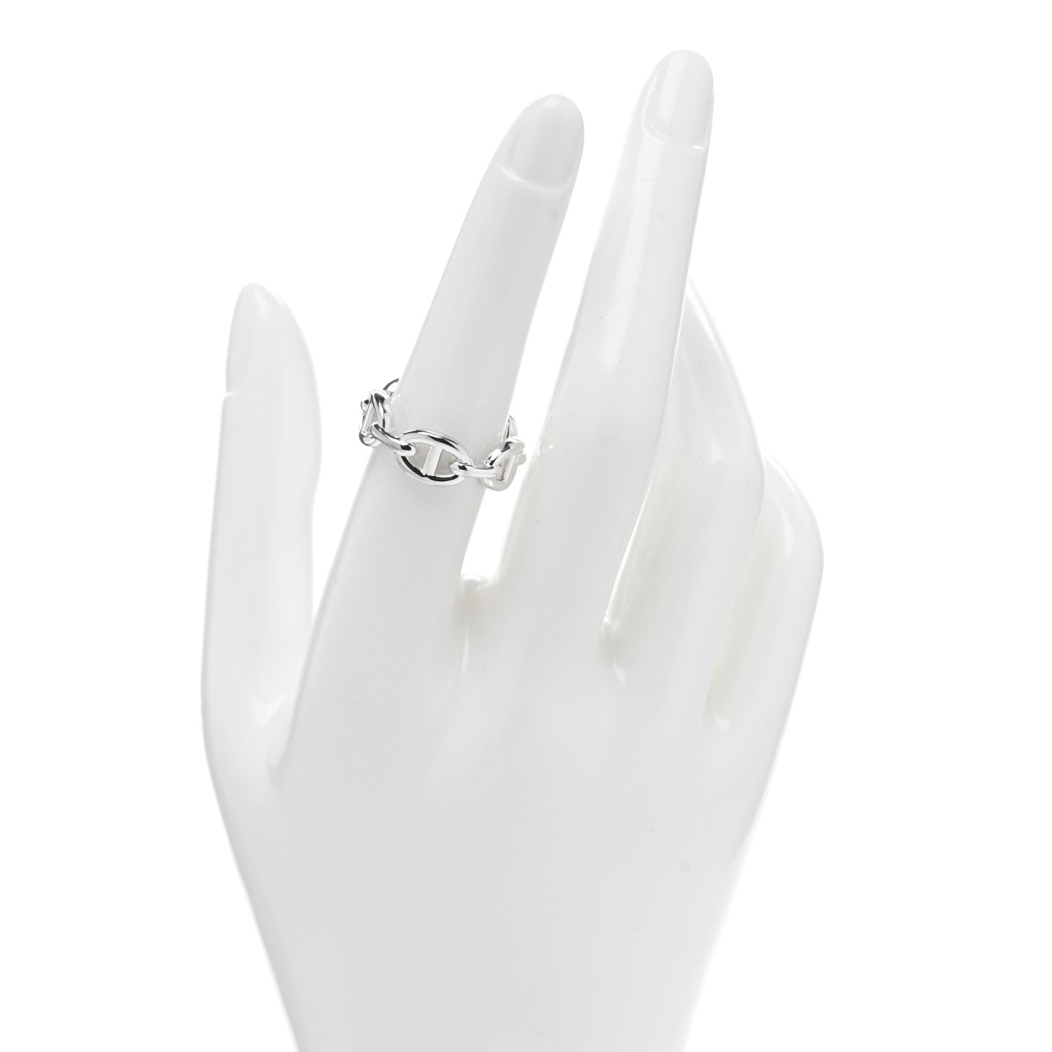 Hermes Sterling Silver PM Chaine d'Ancre Enchainee Band Ring 54 7 2 of 5