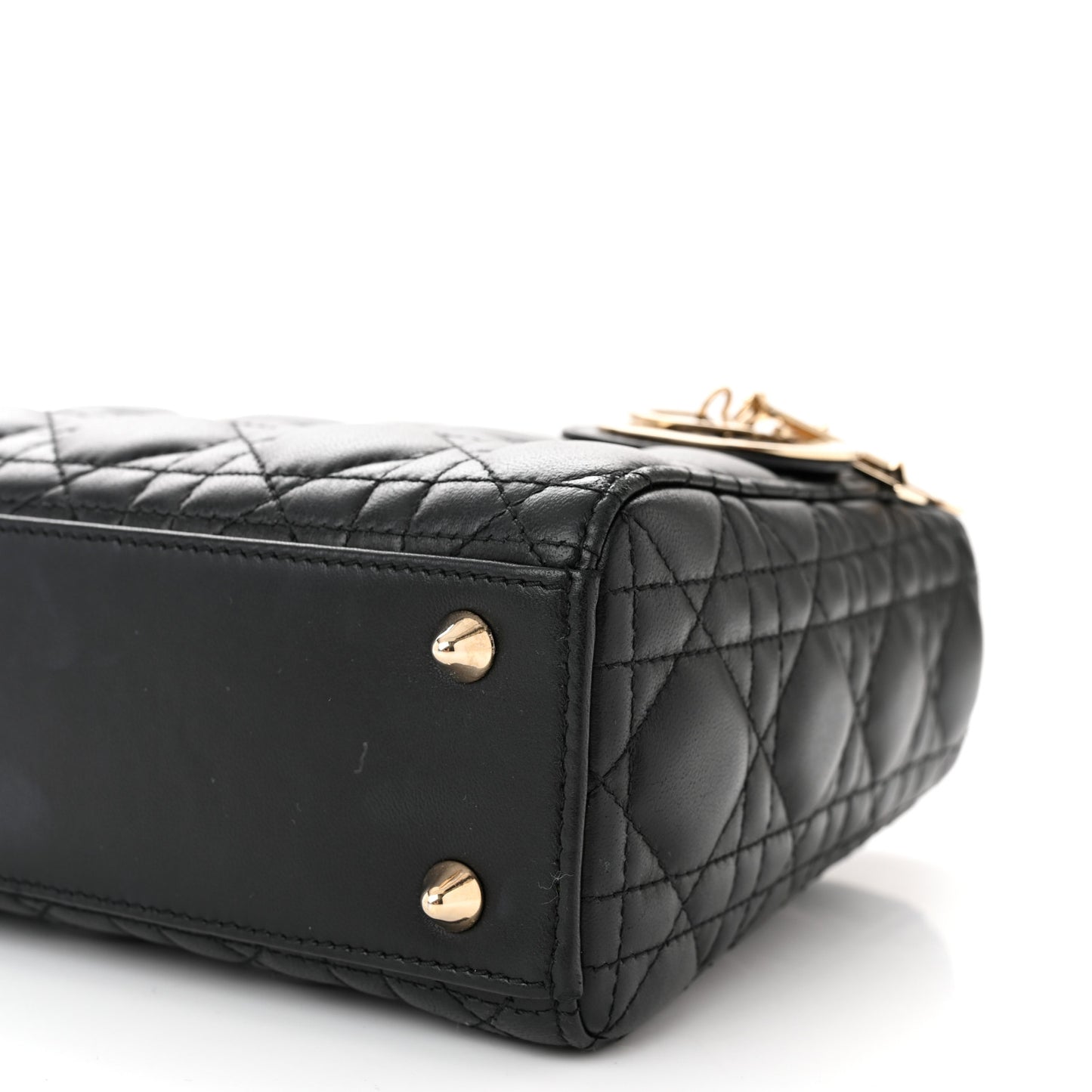 CHRISTIAN DIOR Lambskin Cannage Small My ABCDior Lady Dior Black