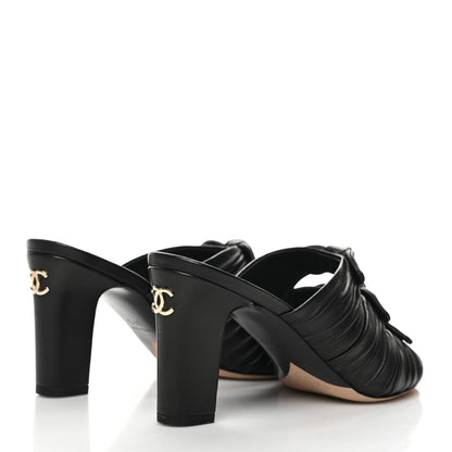 Chanel Calfskin Bows CC Mules 37.5 Black 4 of 8