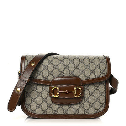 Gucci GG Supreme Monogram Horsebit 1955 Shoulder Bag Beige Brown Sugar 1 of 9