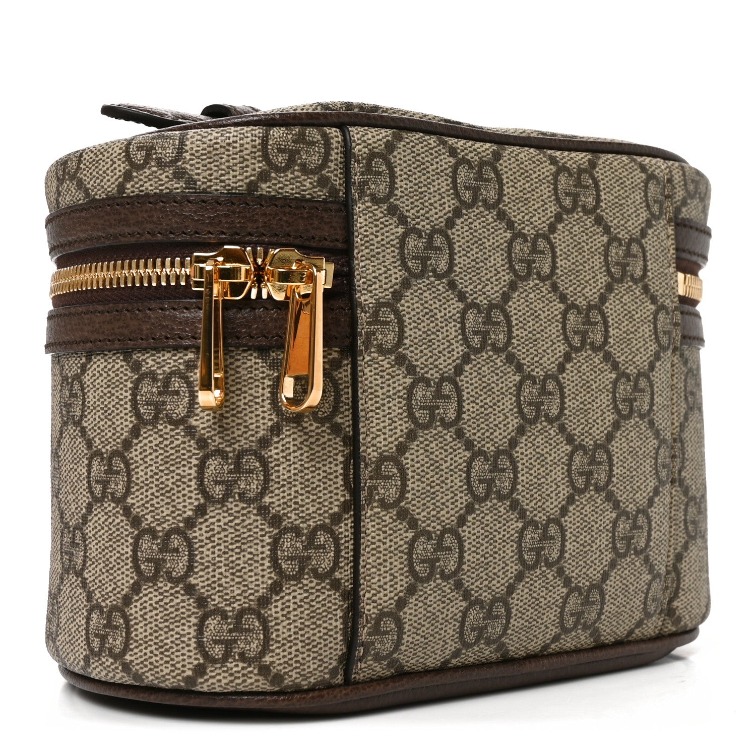 Gucci GG Supreme Monogram Textured Calfskin Web Ophidia Vanity Cosmetic Case Beige Ebony New Acero 3 of 9