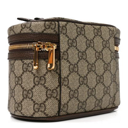 Gucci GG Supreme Monogram Textured Calfskin Web Ophidia Vanity Cosmetic Case Beige Ebony New Acero 3 of 9