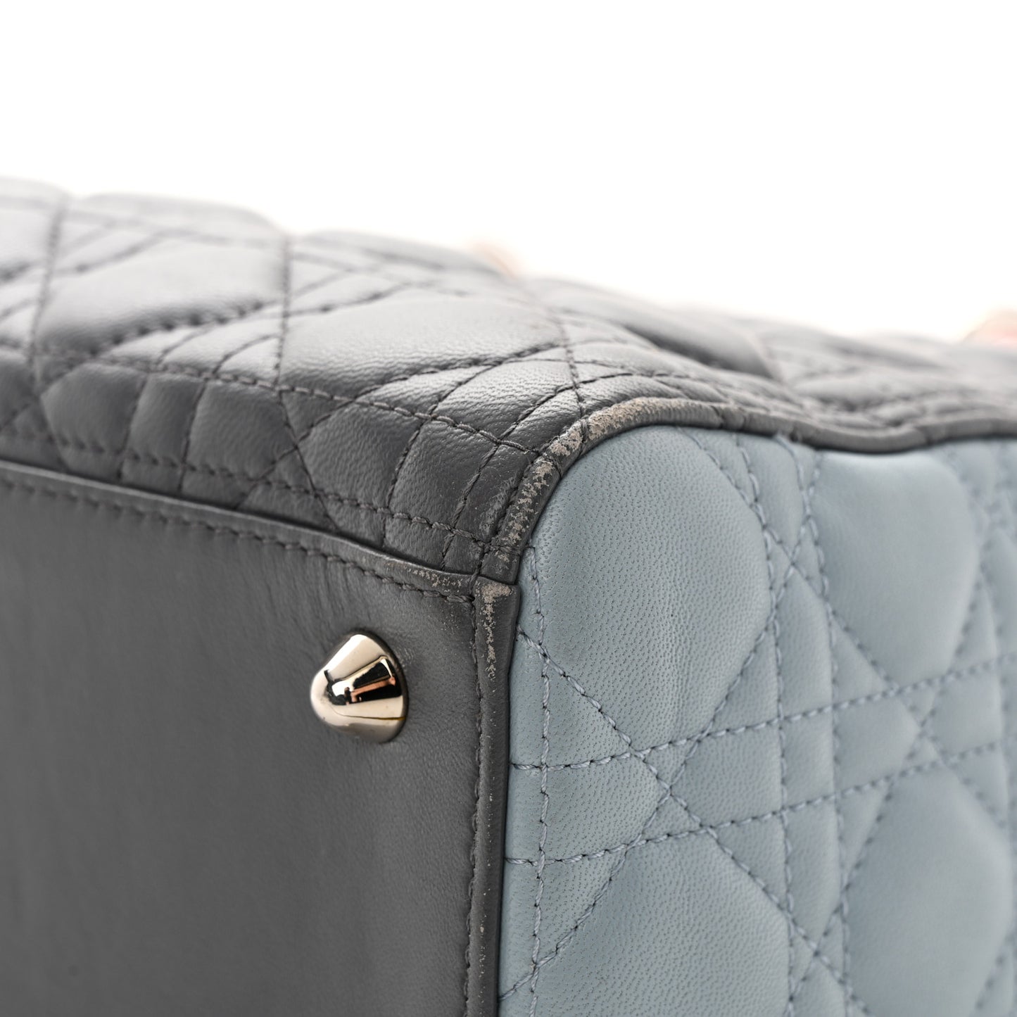 Lambskin Cannage Large Tri-Color Lady Dior Grey Blue Pink