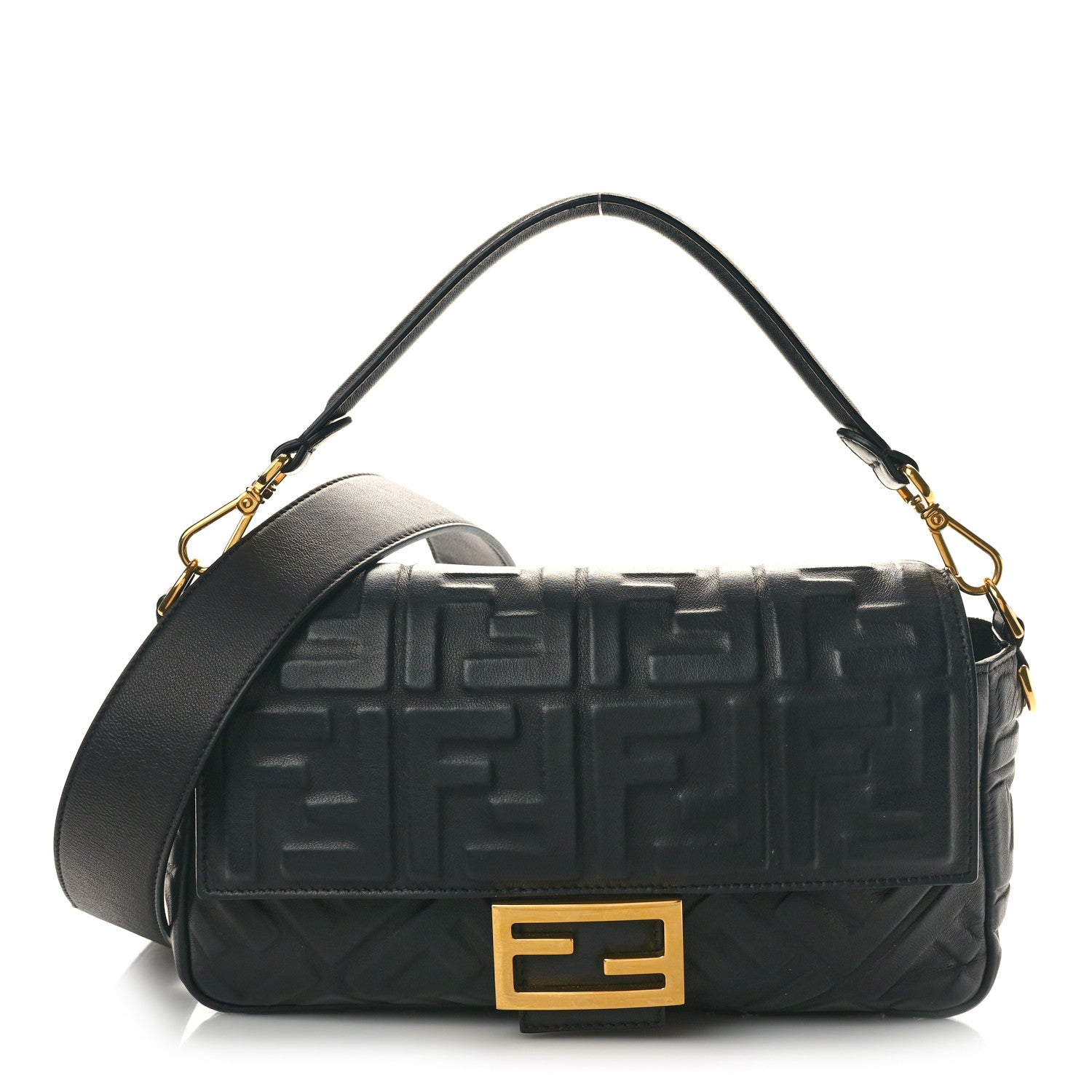 Fendi Nappa FF 1974 Embossed Baguette Black 1 of 10