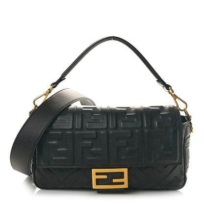 Fendi Nappa FF 1974 Embossed Baguette Black 1 of 10
