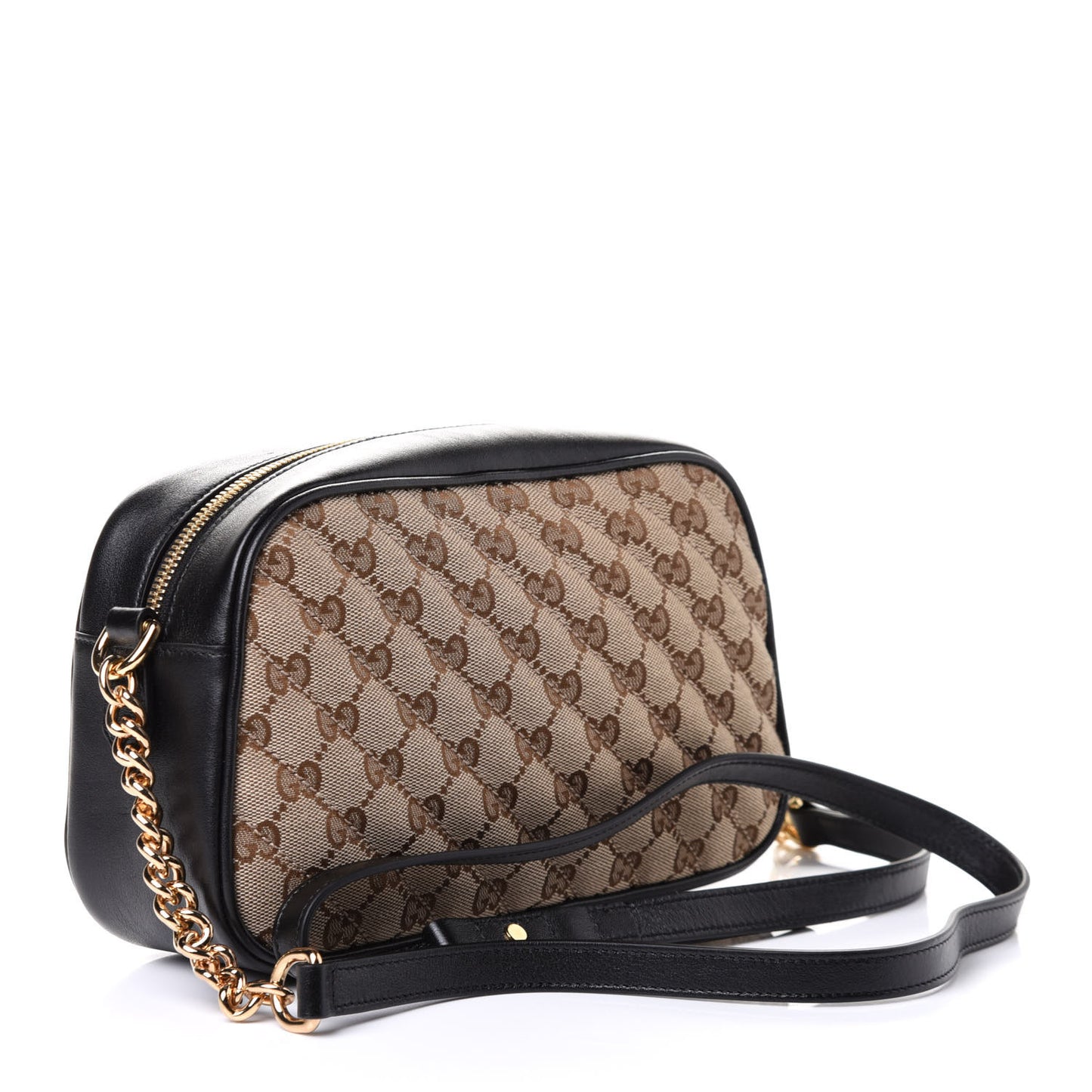 Monogram Matelasse Diagonal Small GG Marmont Chain Shoulder Bag Beige Black