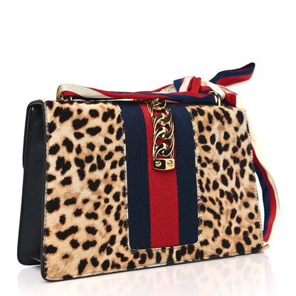 Gucci Calf Hair Leopard Print Small Sylvie Shoulder Bag Naturale Black 3 of 9