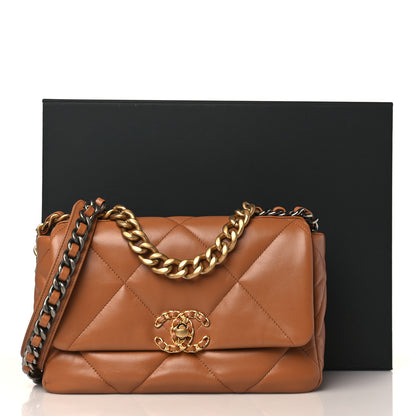 Chanel Lambskin Quilted Medium Chanel 19 Flap Brown 10 of 10