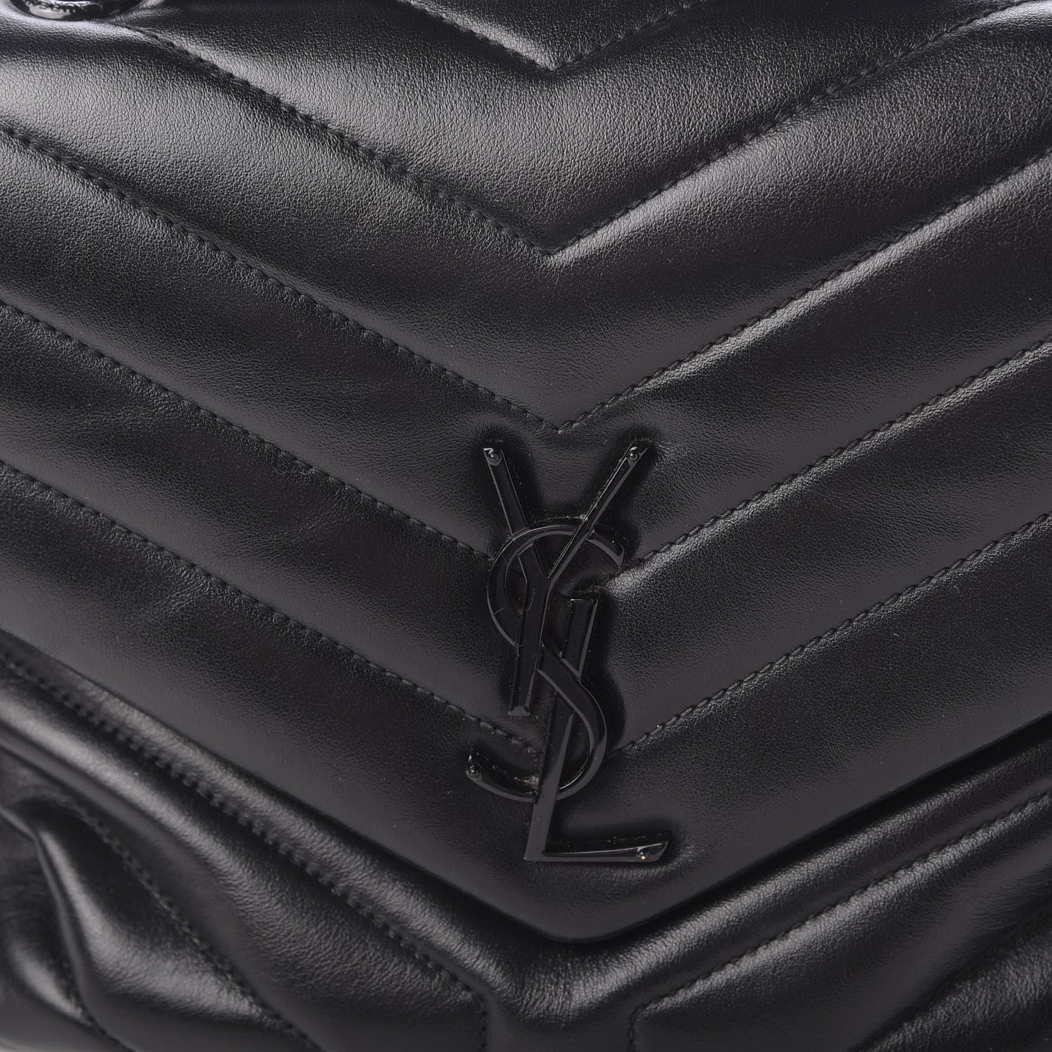 Saint Laurent Calfskin Y Quilted Monogram Medium Loulou Chain Satchel Black 8 of 11