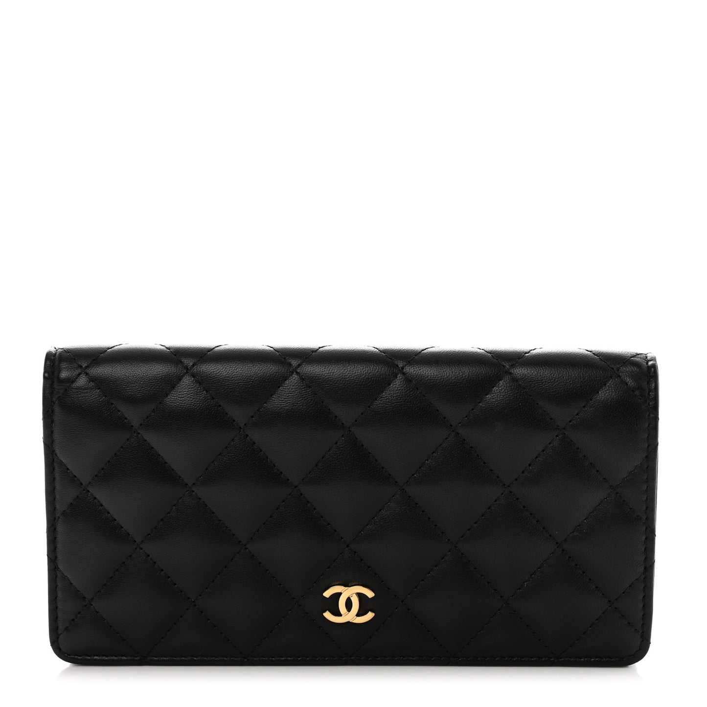 Lambskin Quilted Yen Wallet Black