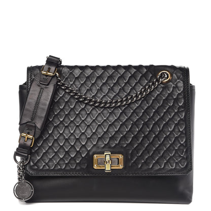 Lanvin Hammered Calfskin Medium Happy Edgy Shoulder Bag Black 1 of 8