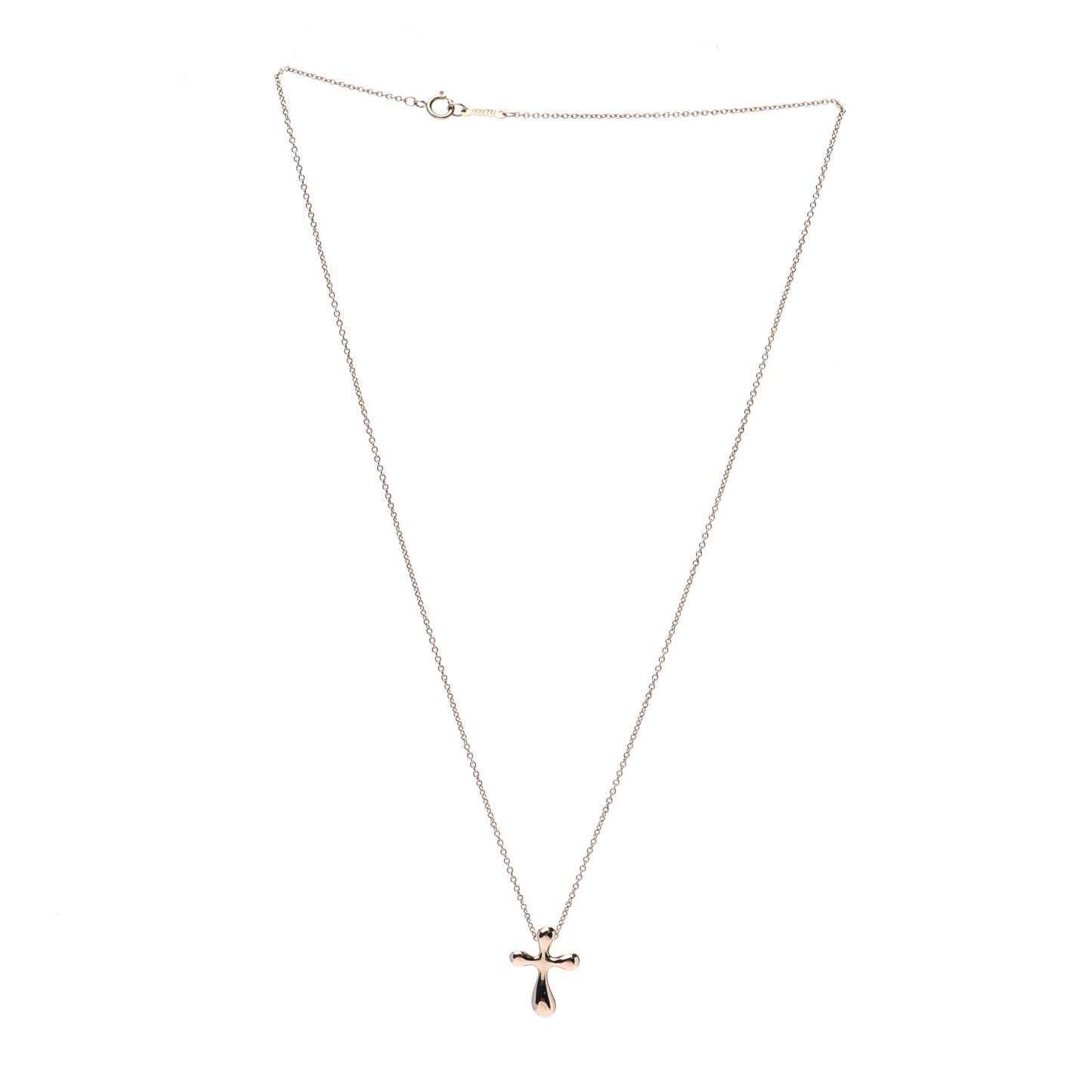 18K Yellow Gold 12mm Elsa Peretti Cross Pendant Necklace