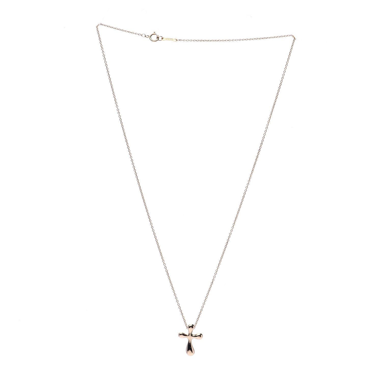 Tiffany 18K Yellow Gold 12mm Elsa Peretti Cross Pendant Necklace 3 of 5