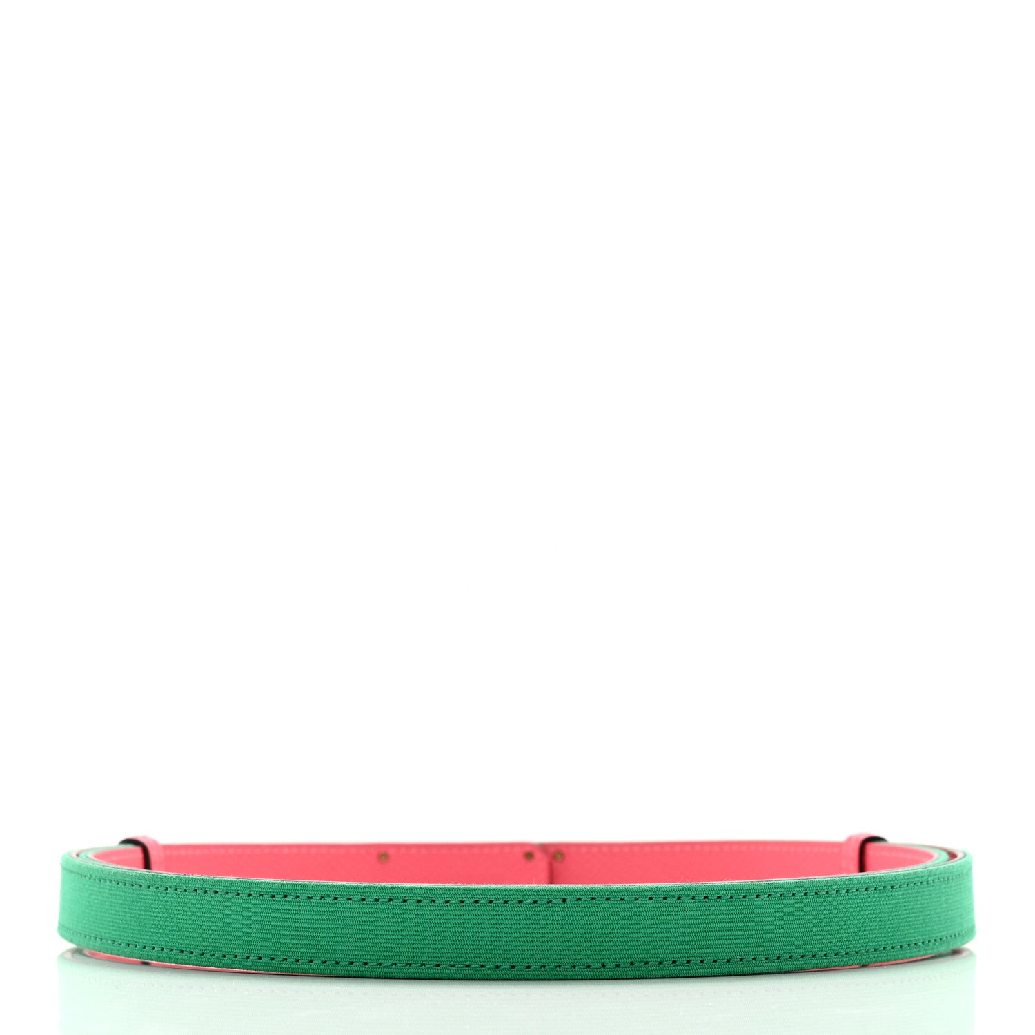 Hermes Toile Officier Epsom Kelly Belt Menthe Rose Azalee 2 of 5