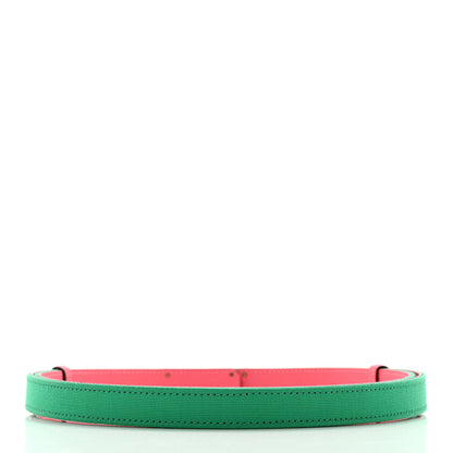 Hermes Toile Officier Epsom Kelly Belt Menthe Rose Azalee 2 of 5