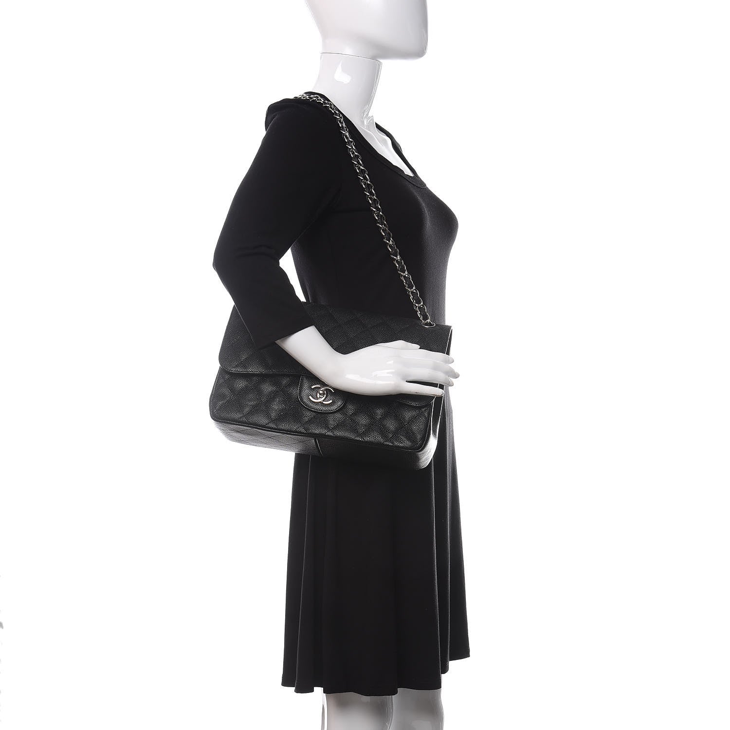 Chanel Caviar Quilted Jumbo Double Flap Black 2 of 11