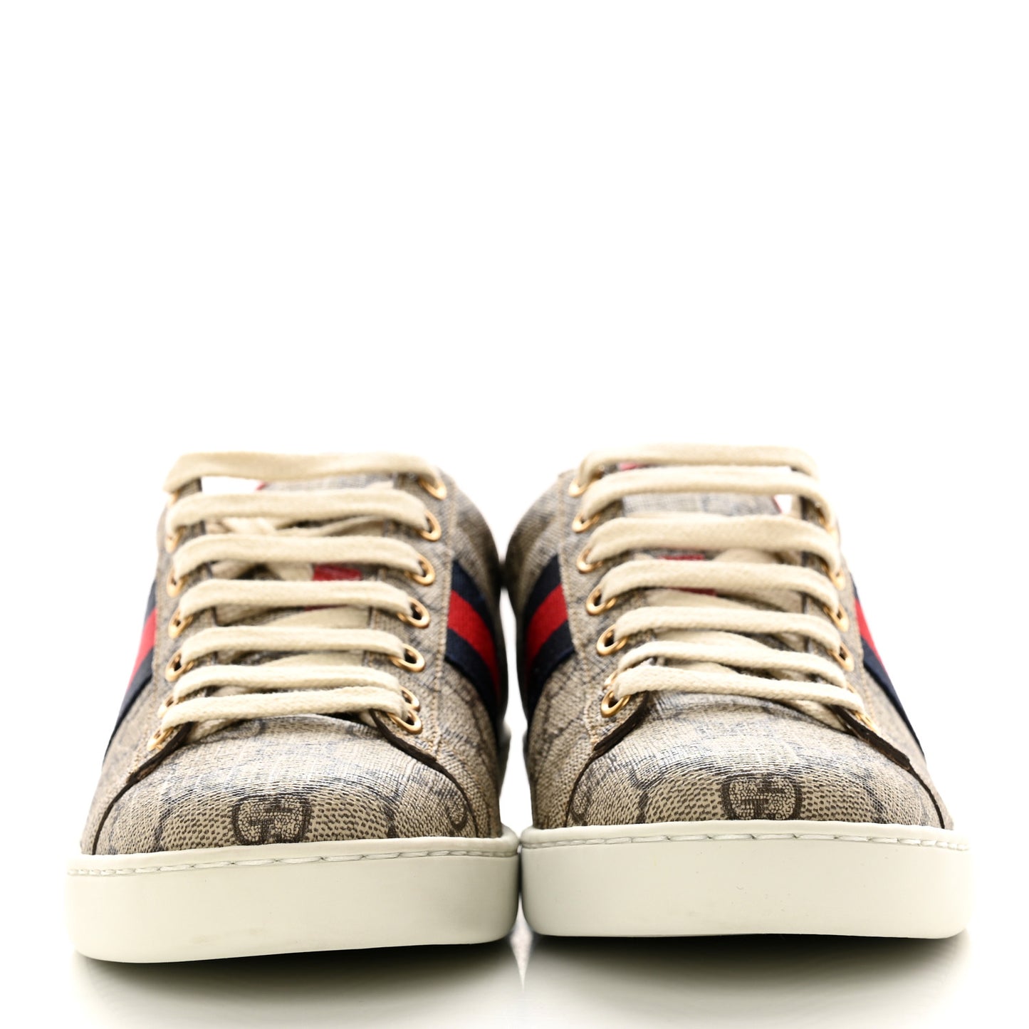 GG Supreme Monogram Womens Ace Low-Top Sneaker 37 Beige