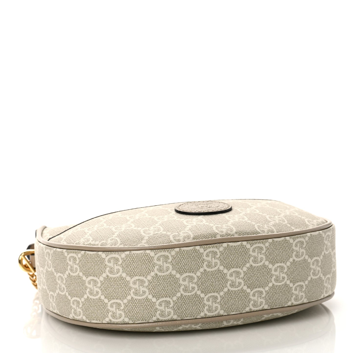 GG Supreme Monogram Textured Dollar Calfskin Mini Retro Interlocking G Half Moon Bag Beige Mystic White Oatmeal
