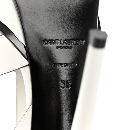 Saint Laurent Calfskin Tribute 105 Platform Sandals 38 White Black 8 of 11