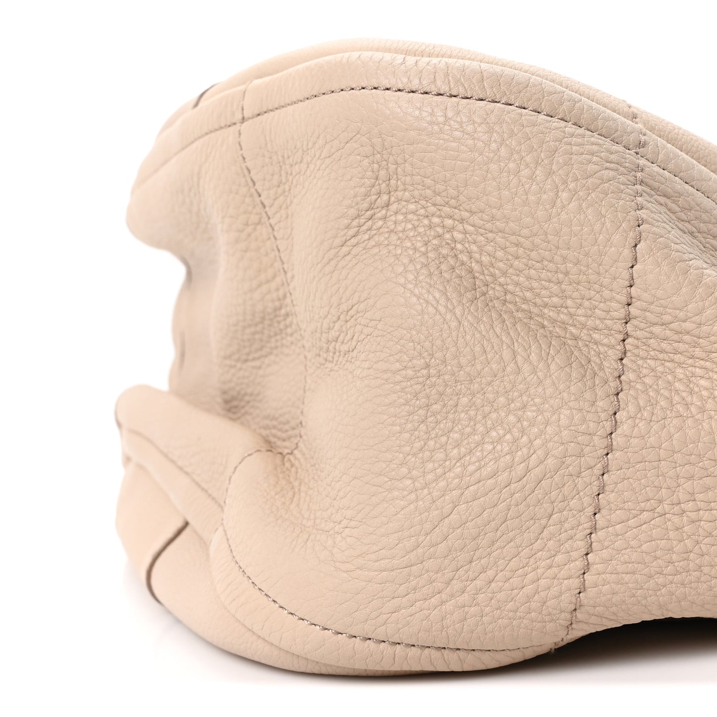 Calfskin Gancini Stitched Hobo Beige