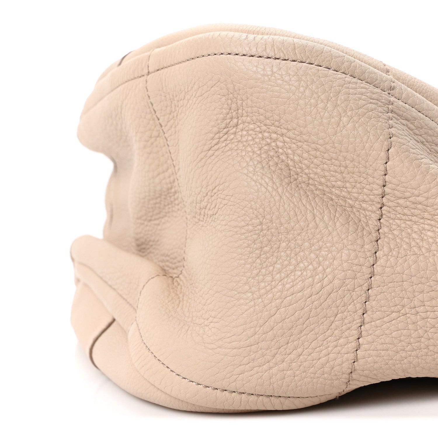 Salvatore Ferragamo Calfskin Gancini Stitched Hobo Beige 9 of 9