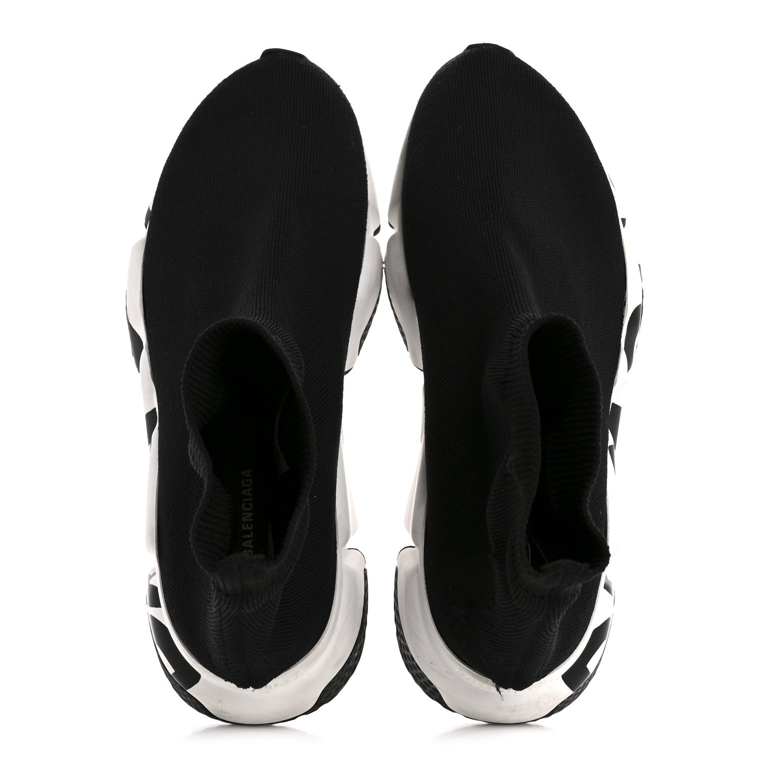 Balenciaga Neoprene Knit Womens Speed Graffiti Sneakers 38 Black White 2 of 11