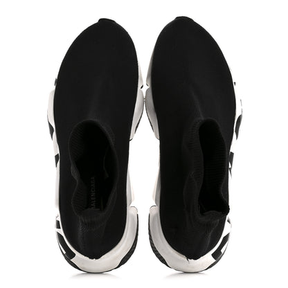 Balenciaga Neoprene Knit Womens Speed Graffiti Sneakers 38 Black White 2 of 11