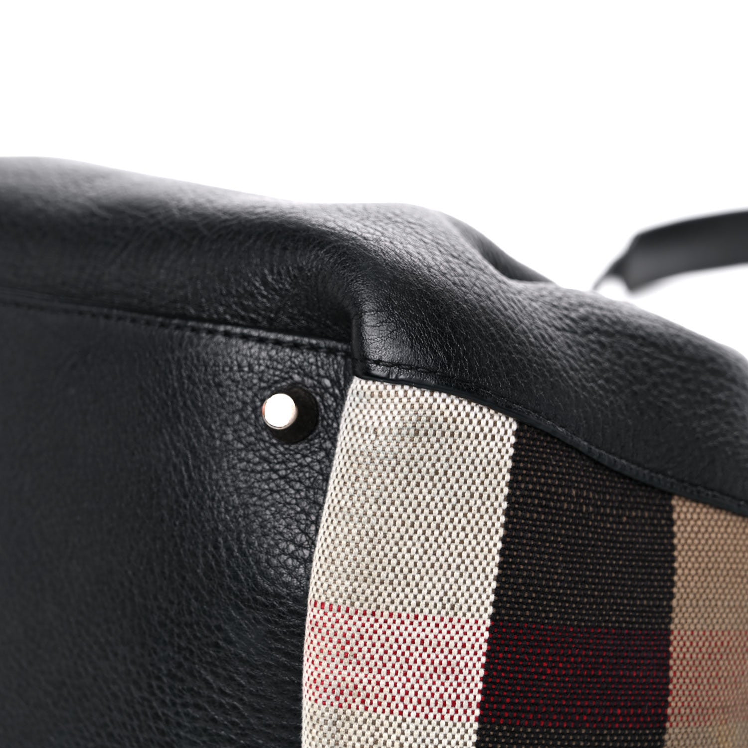Burberry Grainy Calfskin House Check Small Maidstone Black 11 of 15