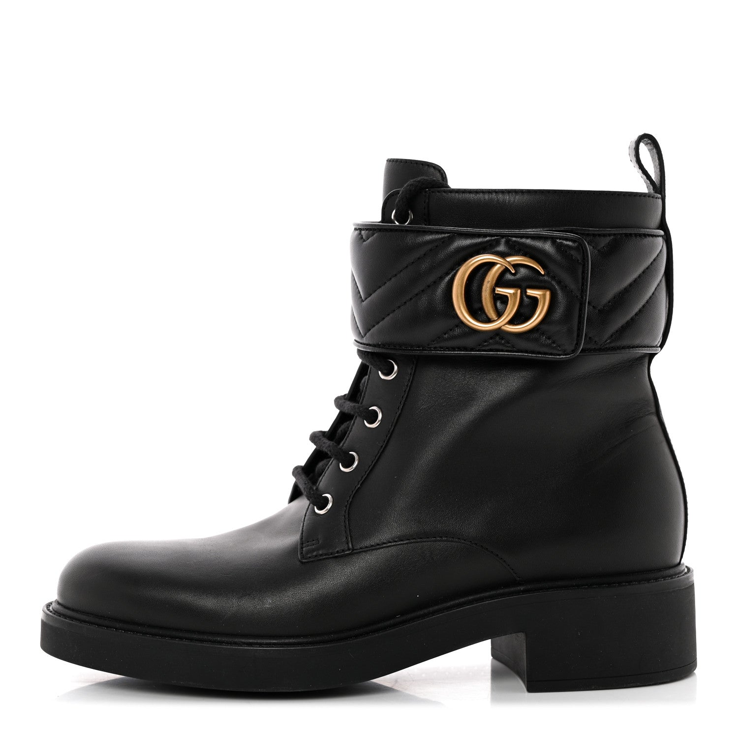 Gucci Flores Calfskin Nappa Matelasse GG 40mm Ankle Boots 39.5 Black 1 of 13