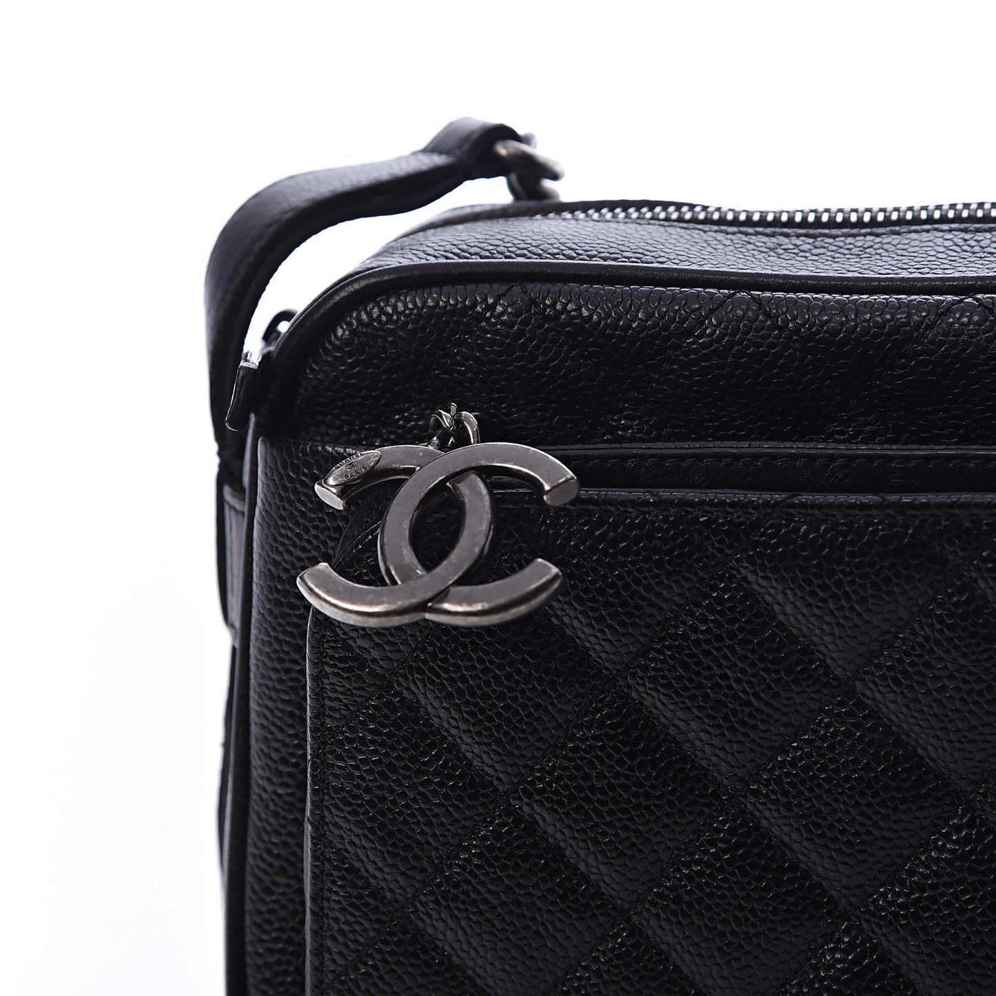 Caviar Quilted Medium Business Trip Camera Bag Black