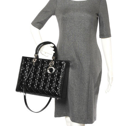 Christian Dior Patent Cannage Large Lady Dior Black 2 of 7