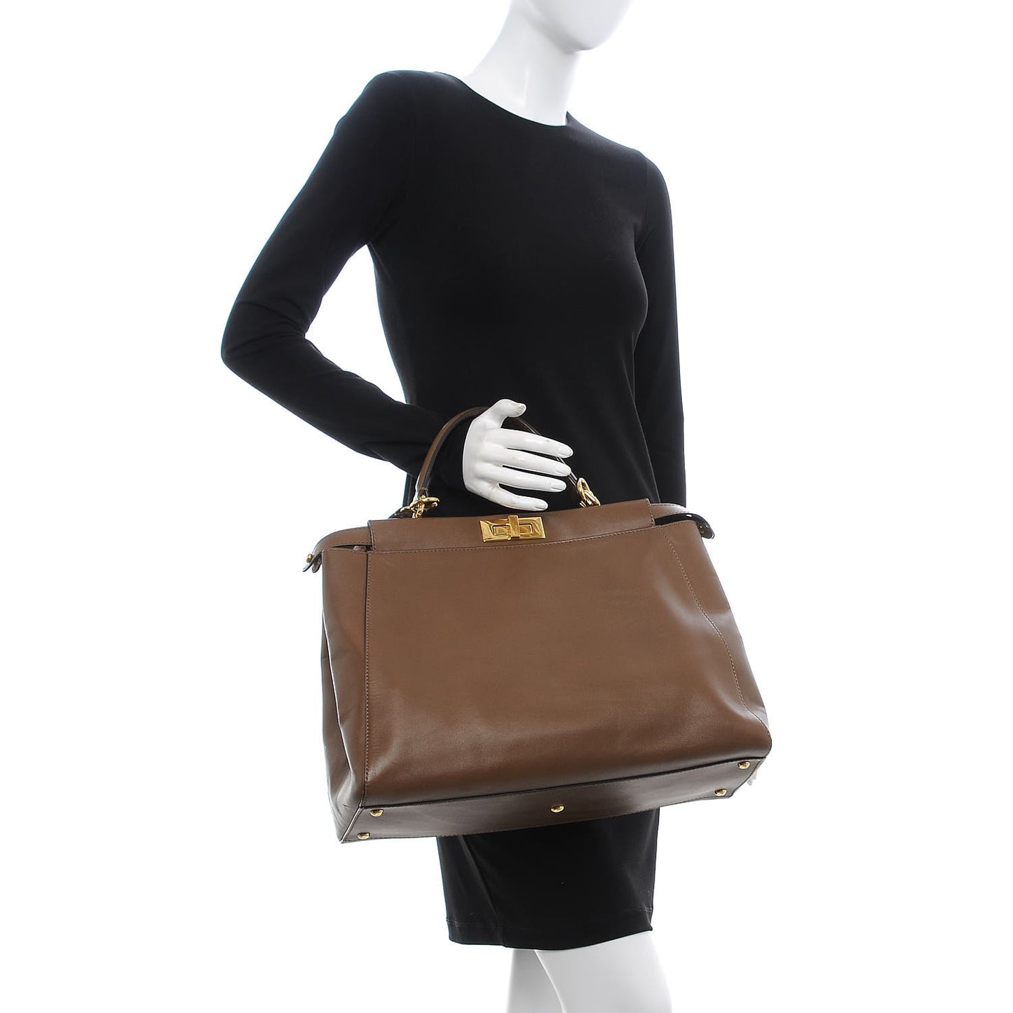Vitello Morgan Fabric Jacquard Pequin Large Peekaboo Iconic Satchel Foresta Tobacco Black