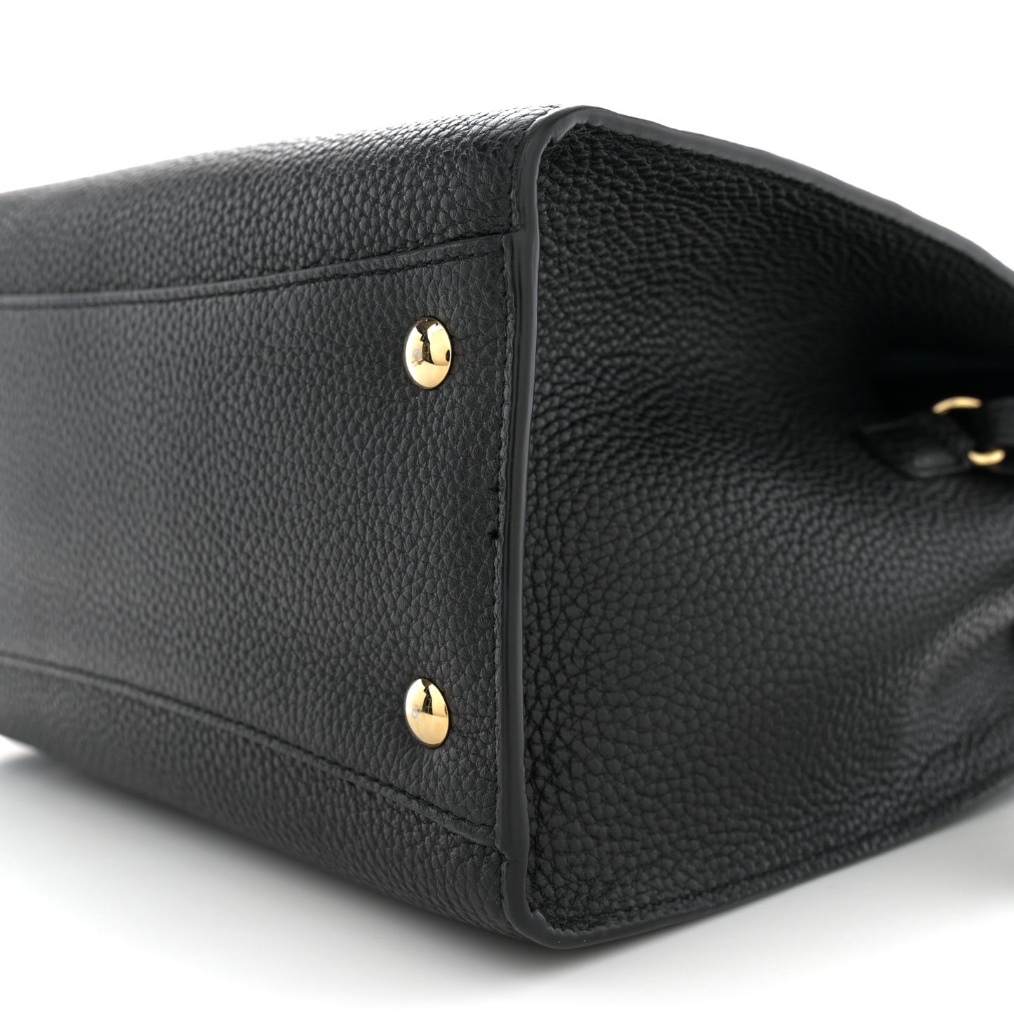 Grained Calfskin Double Handle Small Amy Tote Black