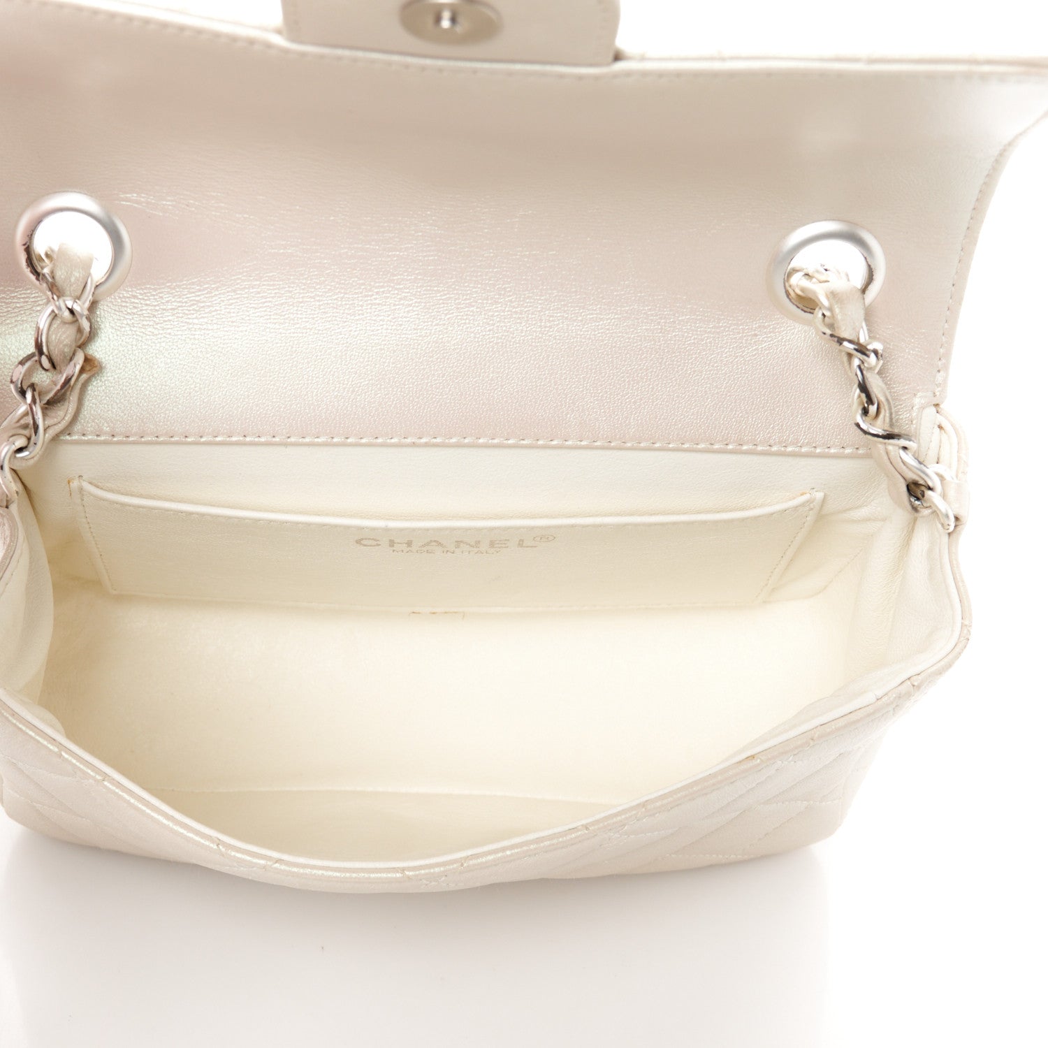 Chanel Iridescent Lambskin Quilted Mini Rectangular Flap Ivory 5 of 11