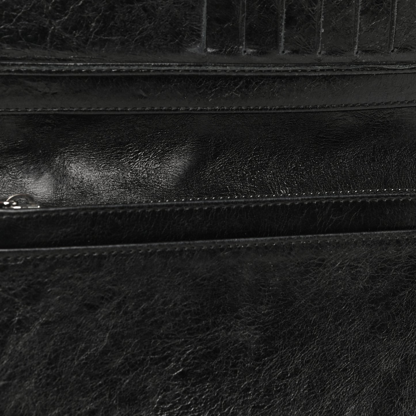 Aged Calfskin Quilted Cambon Yen Wallet Black