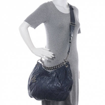 Chanel Calfskin Coco Pleats Hobo Marine Fonce 8 of 8