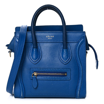 Celine Drummed Calfskin Nano Luggage Indigo 1 of 20
