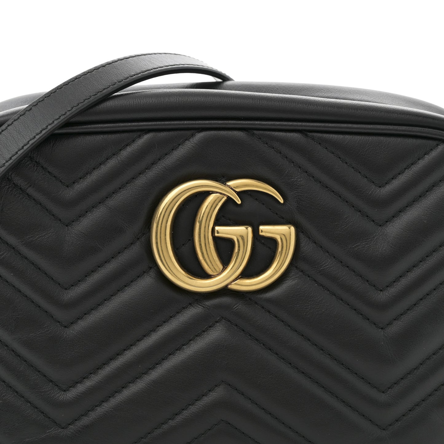 Calfskin Matelasse Small GG Marmont Chain Shoulder Bag Black