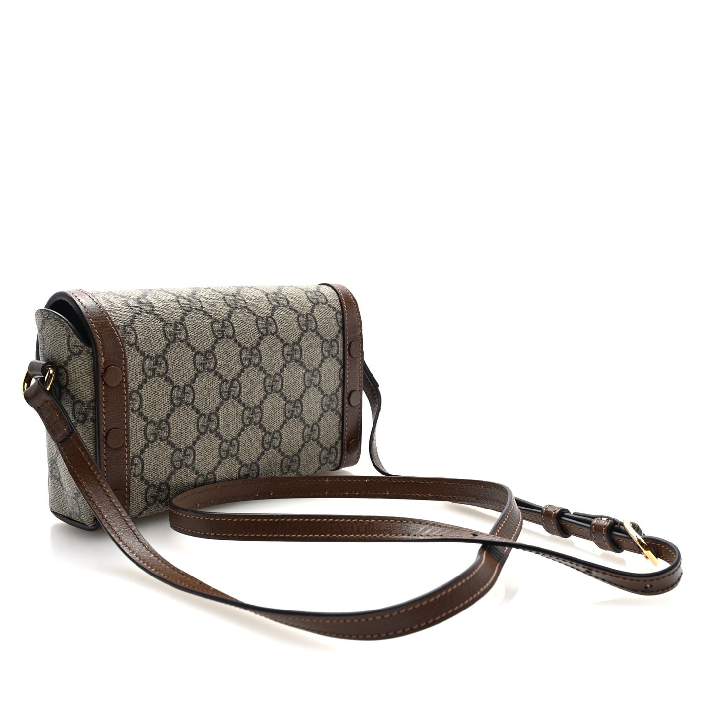 GG Supreme Monogram Mini Horsebit 1955 Shoulder Bag Beige Brown Sugar