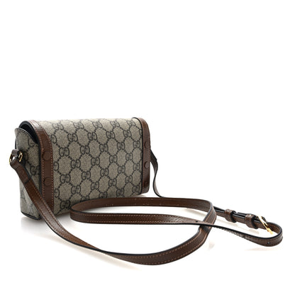 Gucci GG Supreme Monogram Mini Horsebit 1955 Shoulder Bag Beige Brown Sugar 3 of 11