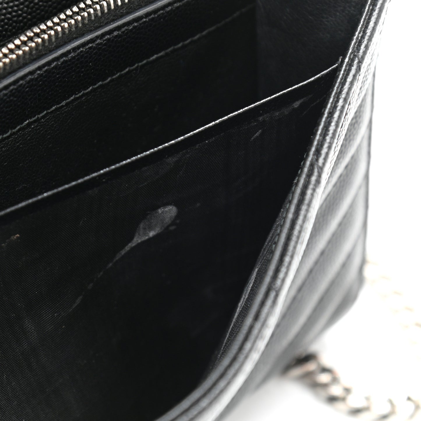 Grain De Poudre Matelasse Chevron Monogram Chain Wallet Black