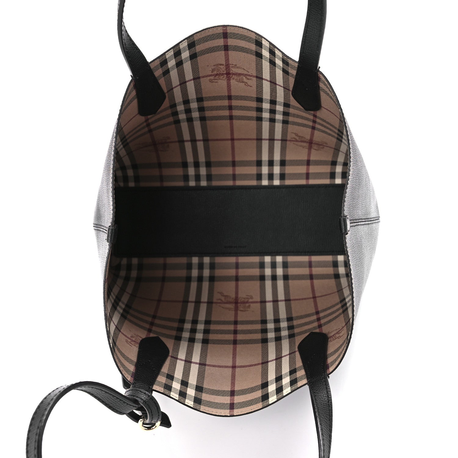 Burberry Grainy Calfskin Haymarket Check Small Reversible Tote Black 8 of 22